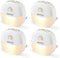 AUVON Plug-in LED Motion Sensor Night Light, Mini Warm White LED Nightlight with Dusk to Dawn Motion Sensor, Adjustable Brightness for Bedroom, Bathroom, Kitchen, Hallway, Stairs (4 Pack)