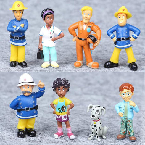 Inan 12 Pcs Fireman Sam Figure PlaysetClassic Characters Figure Toy Cake Toppers for Kids Cupcake Toppers Party Favors, 1.2 - 2.4