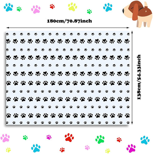 2 Pieces Puppy Paw Print Plastic Tablecloth Disposable Table Cover Puppy Themed Birthday Party Decorations for Dog Party Supplies (71 Inch x 54 Inch)
