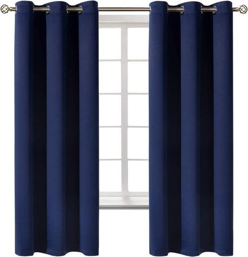 BGment Blackout Curtains for Bedroom - Grommet Thermal Insulated Room Darkening Curtains for Living Room, Set of 2 Panels (42 x 63 Inch, Navy Blue)