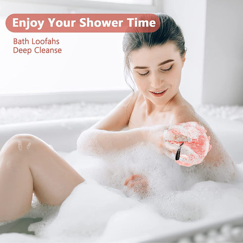 Gifts for Women Birthday Unique - Funny Insulated Wine Tumblers Rose Gold and Candles 2 Pack and Bath Loofah XL Bath Set - Unique Gifts for Women - Mom Sister Friends Female Grandma Birthday Gifts