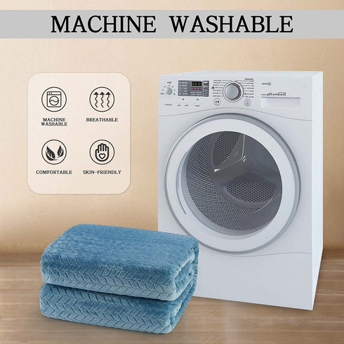 Inhand Fleece Throw Blankets, Super Soft Flannel Cozy Blankets for Adults, Washable Lightweight Fuzzy Blanket for Couch Sofa Bed Office, Throw Size Warm Plush Blankets for All Season (50"—60", Blue)