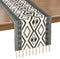 Boho Table Runners with Tassels Rustic Bohemian Woven Table Runner for Summer, Spring Holiday, Catering Events, Dinner Parties, Wedding, Indoor and Outdoor Parties, 14" x 70" (Black White, 14" x 108")