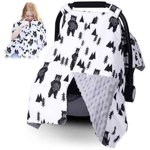 Car Seat Covers for Babies, Breathable Infant Car Seat Cover Baby Car Seat Cover Carseat Canopy with Peekaboo Opening, Newborn Universal Fit Car Seat Cover Baby Essentials for 4 Seasons