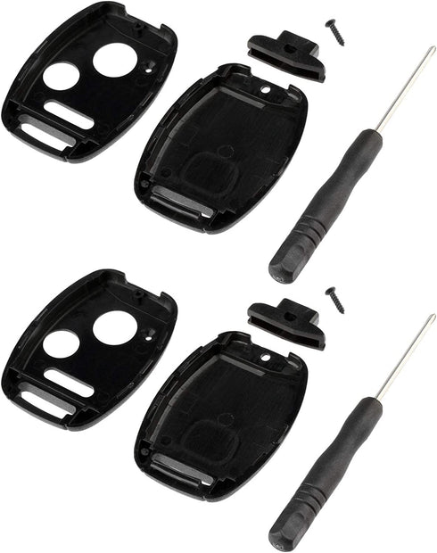 CUTTING NOT REQUIRED - 2 Key Fob Keyless Entry Remote Shell Case & Pad fits Honda Accord/Civic/CR-V/Fit/Odyssey/Pilot/Ridgeline/CR-Z