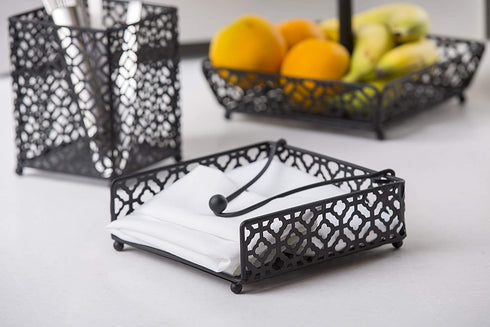 Tablecraft Farmhouse Collection Napkin Holder, Black, Model: