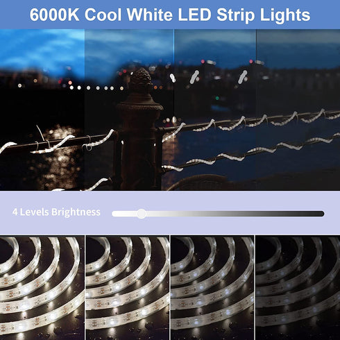 LED Strip Lights Battery Operated, 9.8Ft 6500K Light Strip with Remote Dimmable Memory Function Acrylic Tape, 90 LED Rope Lights IP68 Full Waterproof for Outdoor Bar Kitchen Bedroom Decor (Cool White)