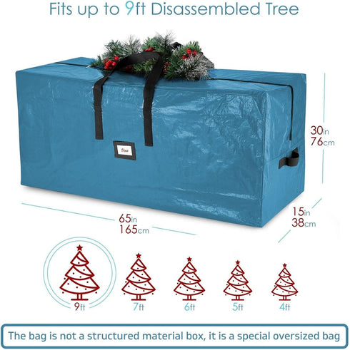 Hearth & Harbor Christmas Tree Storage Bag - Fits Up to 9 ft Holiday Trees - Large Christmas Tree Storage Box Container Made from Durable Waterproof Fabric with Handles & Dual Zipper