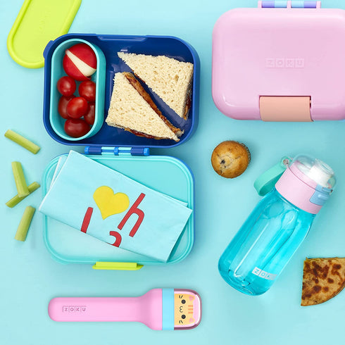 Zoku Kids Pocket Utensil Set, Kitty | Stainless Steel Fork, Knife, and Spoon in Case | Portable Design for Travel, School, Picnics, Camping and Outdoor Home Use