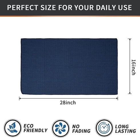Homaxy Premium Microfiber Waffle Weave Kitchen Towels, 16 x 28 Inch Ultra Absorbent and Solid Color Dish Towels, 4 Pack, Navy Blue