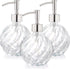 Yopay 3 Pack Glass Soap Dispenser, 304 Rust Proof Stainless Steel Soap Pump Bottle, Small Refillable Liquid Bathroom Hand Soap Dispenser for Bath Shampoo Shower Gel Toiletries, Travel Bottles, 9.5oz