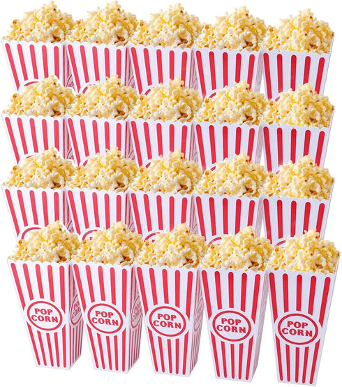 Tebery 20 Pack Plastic Open-Top Popcorn Boxes Reusable Movie Theater Style Popcorn Container Set -7.7" Tall x 4" Square