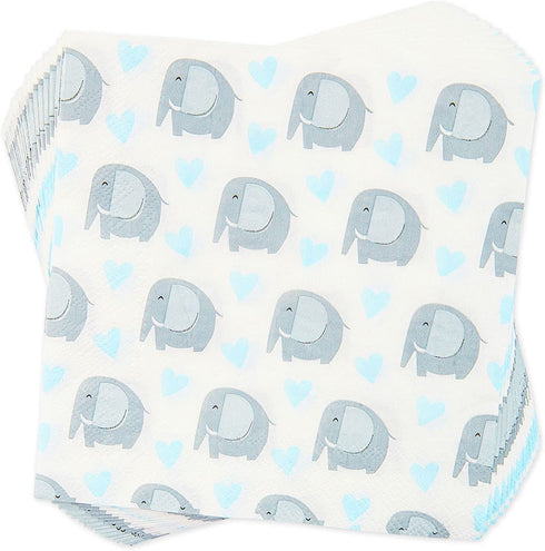 Elephant Baby Shower for Boys Theme Supplies, Birthday Party Decorations, Plates, Napkins, Cups & Cutlery (24 Guests,144 Pieces)