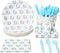Elephant Baby Shower for Boys Theme Supplies, Birthday Party Decorations, Plates, Napkins, Cups & Cutlery (24 Guests,144 Pieces)