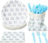 Elephant Baby Shower for Boys Theme Supplies, Birthday Party Decorations, Plates, Napkins, Cups & Cutlery (24 Guests,144 Pieces)