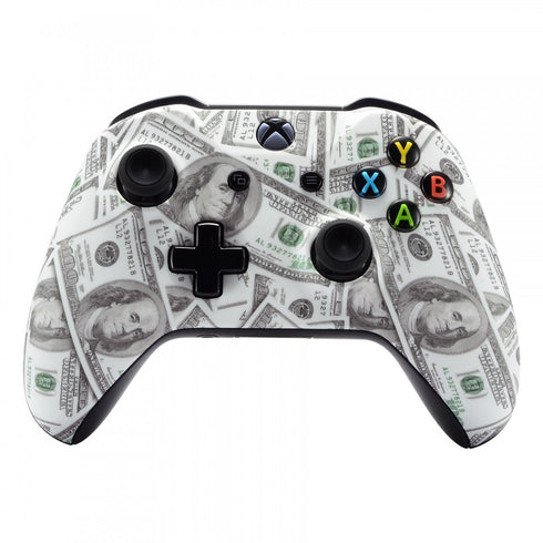 eXtremeRate 100 Cash Money Patterned Faceplate Cover for Xbox One Wireless Controller 1708, Soft Touch Replacement Front Housing Shell Case for Xbox One X & One S Controller - Controller NOT Included