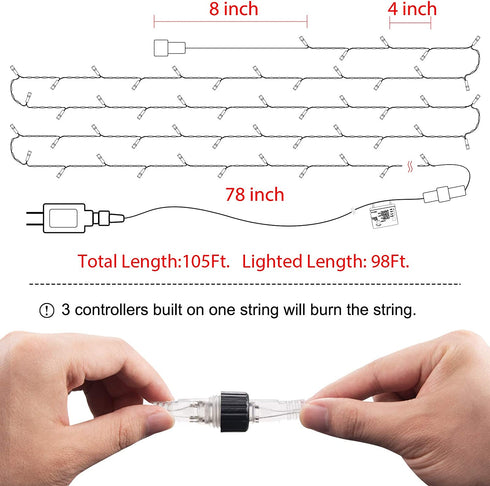 Christmas String Lights 98FT 300 LED Twinkle Fairy Lights String with 8 Light Modes for Christmas Trees Garland Wreath Wedding Indoor Outdoor Holiday Decorations with Warm White
