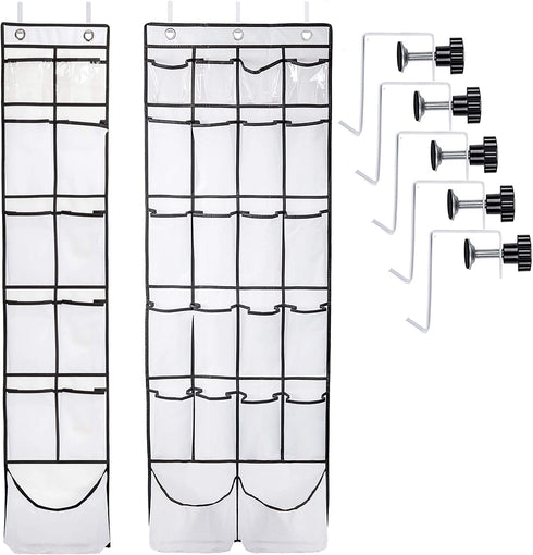 Over The Door Shoe Organizer ULG 22 Pockets Shoe Holder & 12 Mesh Pockets Hanging Shoe Holder Hanger Hanging Shoe Organizer with 3 Adjustable Metal Hooks