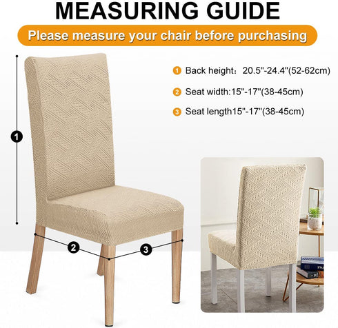 Dining Room Chair Covers Stretch Polyester Parsons Chair Slipcover Removable Washable Kitchen Chair Protector for Dining Room Hotel Set of 4 (Beige)