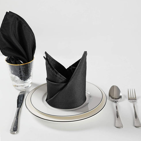 Cloth Napkins 17x17 inch 25 Packs Washable Polyester Dinner Napkins Soft Table Napkins for Wedding Party Dining Banquet(Black,25PCS)