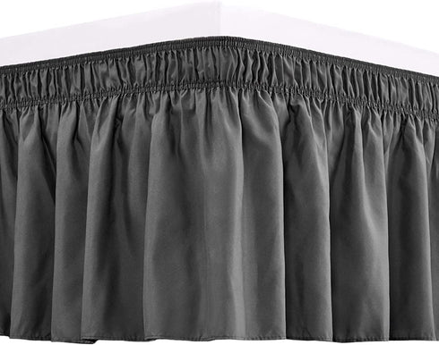 RIMELA Bed Skirt Wrap Around Elastic Dust Ruffles Solid Color Wrinkle and Fade Resistant with Adjustable Elastic Belt Easy to Install Dark Gray for Queen Size 18 Inch Drop