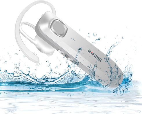 Bluetooth Headset for Cell Phones, V5.0 Wireless Bluetooth Earpiece for iPhone, Android, Samsung, Waterproof 16 Hrs Talking Hands Free Earphone with Noise Cancelling Mic for Outdoor/Business (Silver)