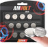 AmVolt- Pack of 12 CR2032 Batteries, 220mAh 3 Volt Lithium Battery, Long Lasting Coin Cell 2032 Batteries for Small Electronic Devices