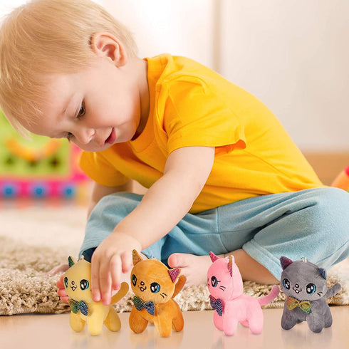 8 Pieces Mini Cats Plush Toy 4 Inch Stuffed Cats Tiny Soft Plush Cats Doll Plush Hanging Pendant Ornament for DIY Keychain Birthday Xmas Decorations Party Favor