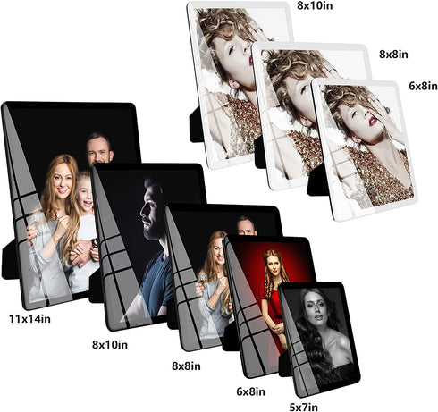 8x8 Picture Frame Black, Real Glass Frame, Hanging Picture Frame, Matted for wall and tabletop Decor (8x8, Black)
