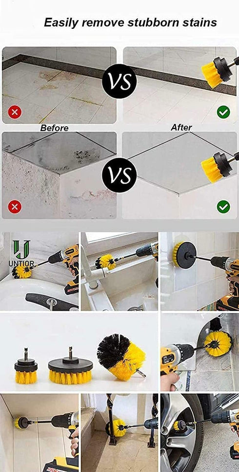 YIHATA 7 Pack Drill Brush Attachment Set, All Purpose Power Scrubber Cleaning Kit, Power Scrubber Brush for Bathroom Surfaces, Floor, Tub, Shower, Grout, Tile and Kitchen Surface (7pack)