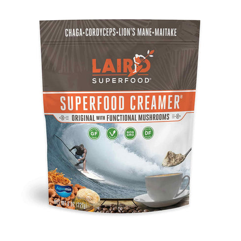 Laird Superfood Non-Dairy Original Superfood Coconut Powder Coffee Creamer with Functional Mushrooms, Maitake, Reishi, Non-GMO, Vegan, 8 oz. Bag, Pack of 1