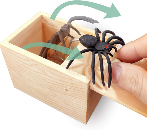 GIIOASA Rubber Spider Prank Surprise Box?Handcrafted Wooden Surprise Box, Fun Practical Surprise Joke Boxes,SpiderBox-Single