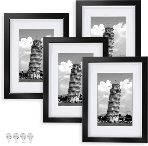 Nacial Picture Frames 5x7 Set of 4, Black Photo Frame, Display 4x6 Photo with Mat and 5x7 photo without Mat, Picture Frames Collage for Wall or Tabletop