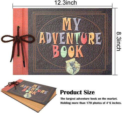 INNOCHEER Adventure Book with Embossed Cover, Large 12.3 x 8.3 Inch 80 Pages Scrapbook Album, Gifts for Thanksgiving Day, Christmas, Anniversary, Family Memory