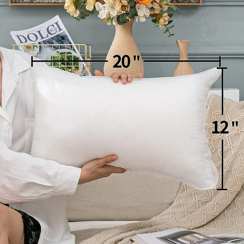 MIULEE Set of 2 Throw Pillow Inserts, Hypoallergenic Stuffer Pillow Inserts Decorative Rectangle Premium Sham Pillow Forms for Sofa Couch Bed 12x20 Inch