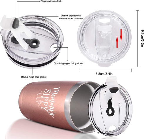 Mommy's Sippy Cup Travel Tumbler Mom Birthday Christmas Gifts for Mom New Mom Mothers to be Wife Women Her Mother's Day Thanksgiving Day, 20 Oz Insulated Stainless Steel Tumbler, Rose Gold