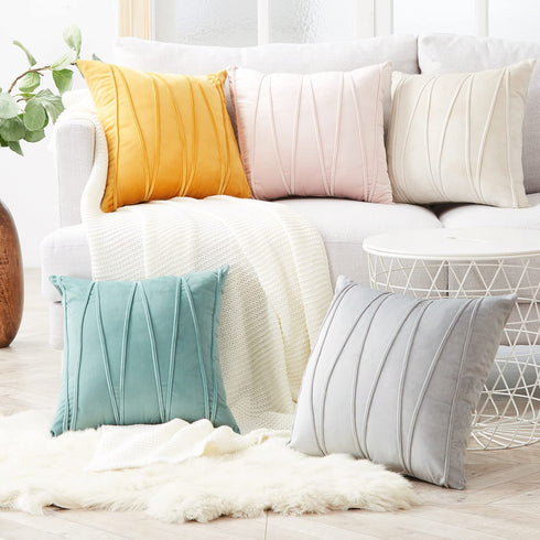 Top Finel Decorative Throw Pillow Covers 20 X 20 Inch,Soft Solid Velvet Pillow Covers Cushion Case for Sofa Bedroom 50 X 50 cm (Pack of 2) Cream White