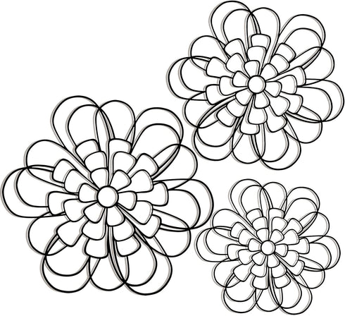 3 Pieces Metal Wall Art Metal Flower Wall Sculpture Metal Flower Wall Art for Home Bedroom Living Room Bathroom Kitchen Office Garden Hotel Wall Decoration, 3 Sizes (Black)