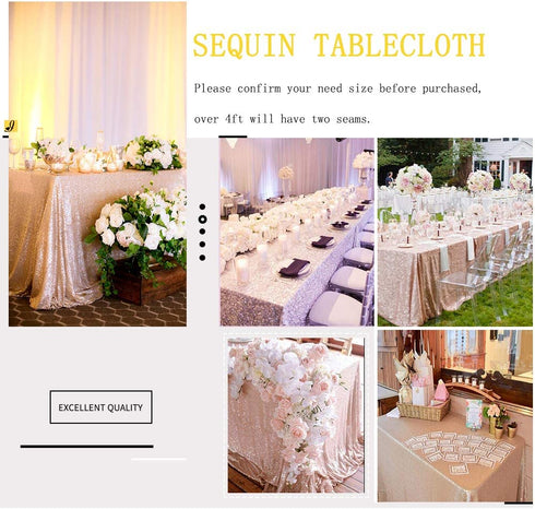 Sequin Party Tablecloth Champagne Blush 60x102inches Shiny Table Overlay Shimmer Table Covers Elegant for Wedding Birthday Home Decorations