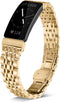 Shangpule Compatible with Fitbit Inspire HR / Inspire 2 / Inspire Bands , Stainless Steel Metal Replacement Wrist Band for Fitbit Inspire Women Man Large Small (Gold)