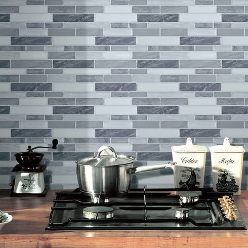 Art3d 5-Sheet Self Adhesive Backsplash, 12 in. x 12in. Grey Marble Design 3D Wall Panels