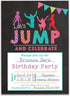 Set of 25 Jumping Kids Birthday Party invitations for Trampoline park Gravitopia, jump zone big air party with envelopes.