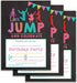 Set of 25 Jumping Kids Birthday Party invitations for Trampoline park Gravitopia, jump zone big air party with envelopes.