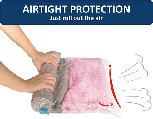 15 Compression Bags for Travel, Roll Up Space Saver Bags for Travel, Saves 80% of Storage Space, Travel Compression Bags for Packing & Clothes, No Pump or Vacuum Needed