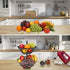 2 Tier Fruit Basket, Two Tiered Metal Fruits Bowl with Handle, Vegetables Bread Baskets Storage Stand for House Farmhouse Kitchen Countertop Organizer Black