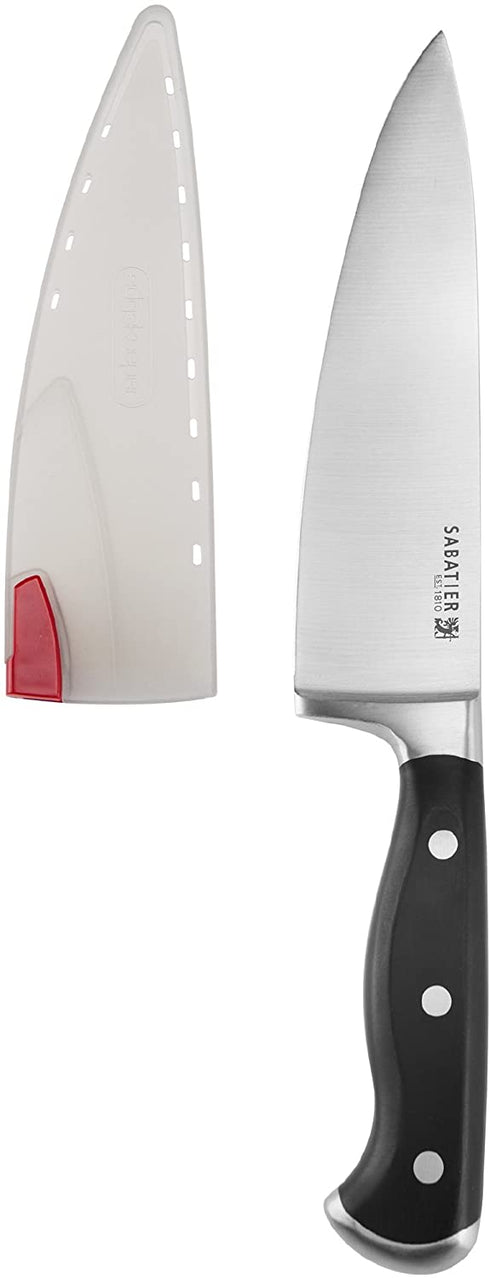 Sabatier Forged Stainless Steel Chef Knife with EdgeKeeper Self-Sharpening Sheath, 8-Inch