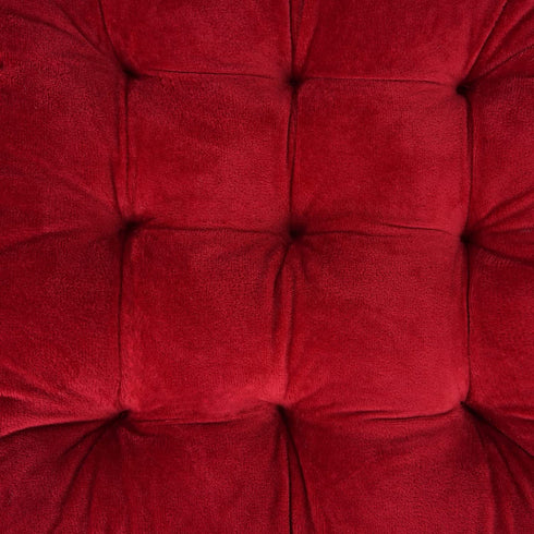 ELFJOY Set of 4 Solid Square 16 x 16 Tufted Chair Pads Indoor Seat Cushions Pillows with Ties (Burgundy)