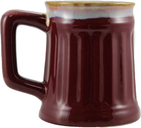 Burton & Burton, Fireman Porcelain Coffee Mug/Cup Burgundy Stein Shape with Fire Department Crest, 15 Oz