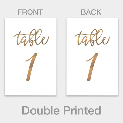 Gold Wedding Table Numbers Cards (1-30 + Head Table) 4x6" Double Sided Modern Calligraphy Foil Design Best for Receptions, Banquets, Caf©s, Restaurants & Parties by Merry Expressions