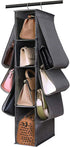 OULLYY Hanging Purse Handbag Organizer Wardrobe Closet Organizer Nonwoven 10 Pockets Hanging Closet Storage Bag with 360 Degree Swivel Hook